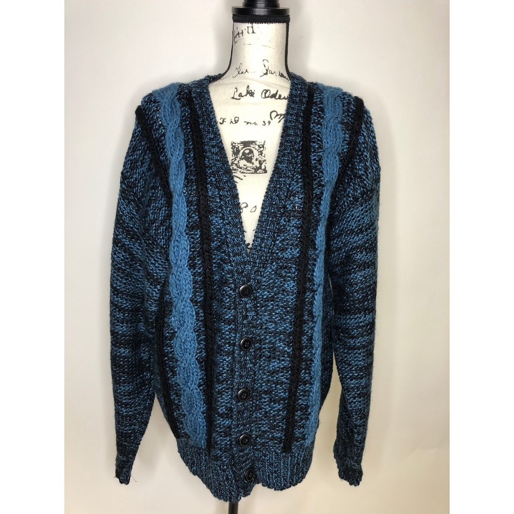 Peter England Hand Made Knit Cardigan Blue - large